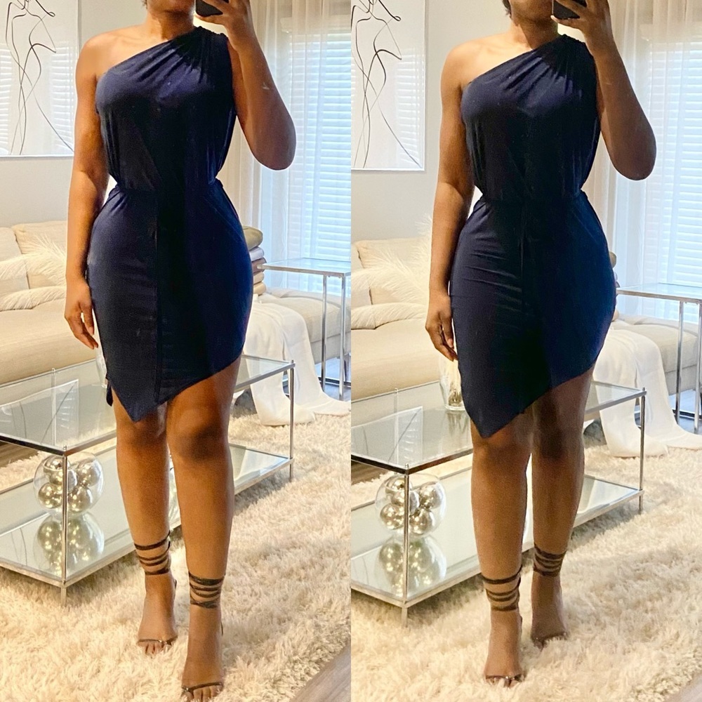 Club L One Shoulder Drape Dress
